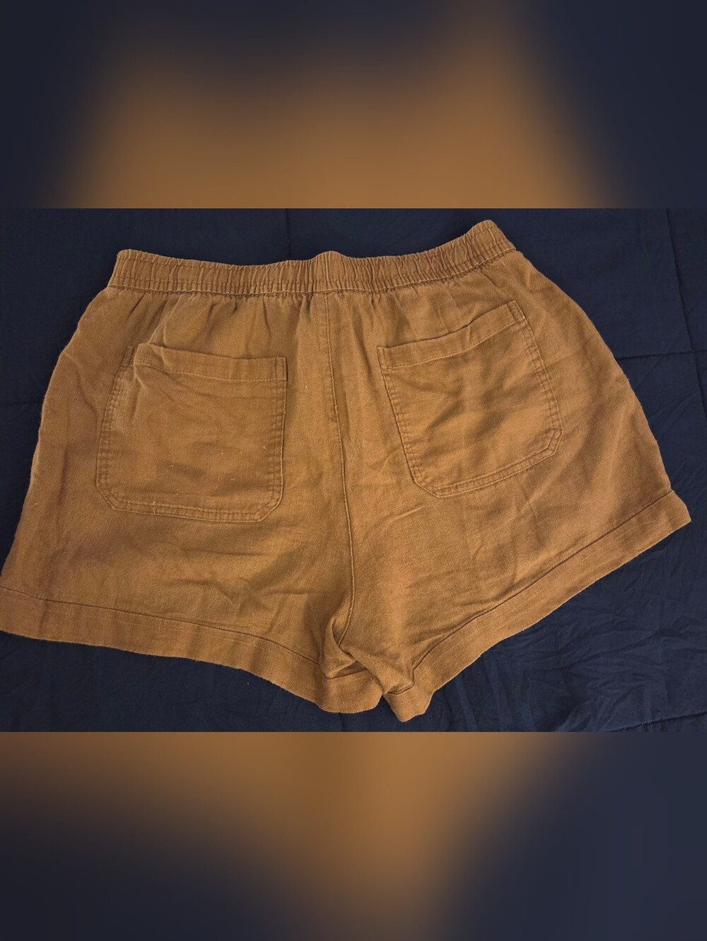 Set Of 3.  Old Navy Medium Linen Blend Shorts-Chambray Blue, Brown & Rusty Red - Picture 7 of 11